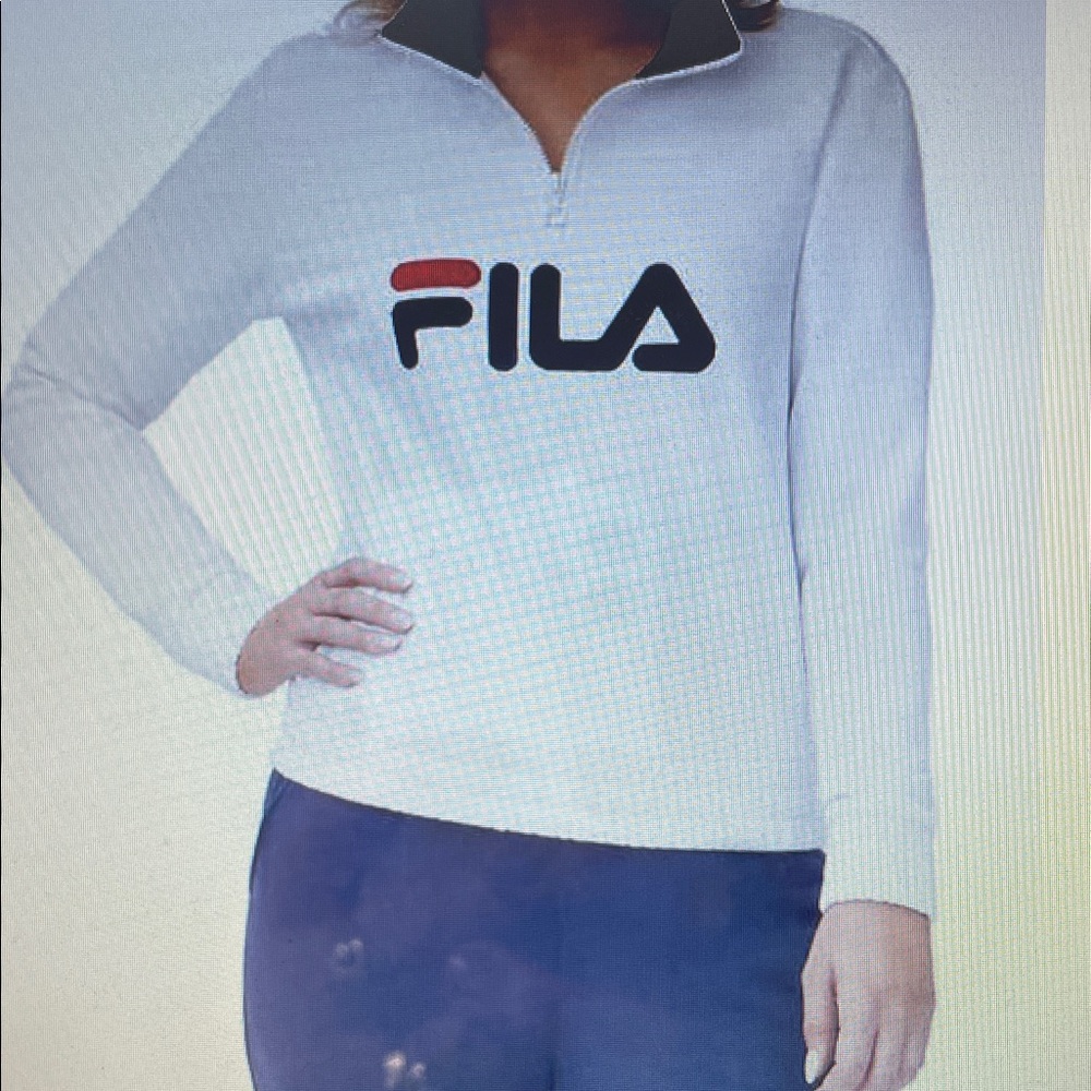 Fila Women's 1/4 Zip Pullover Sweatshirt White /Peac X-Large /Z9
